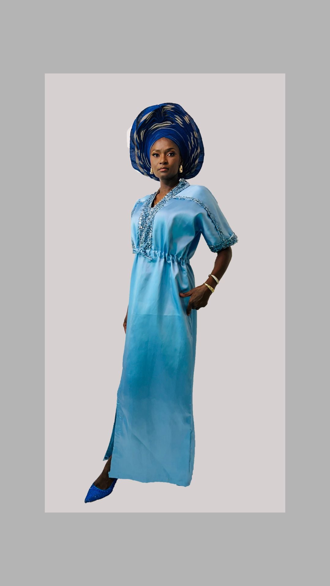 Radiant African Boubou Kaftan Dress - Mikado Silk Fabric