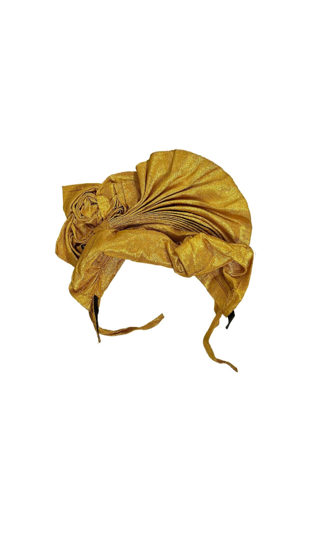 Golden Gold Gele Headtie: The Rosette Style