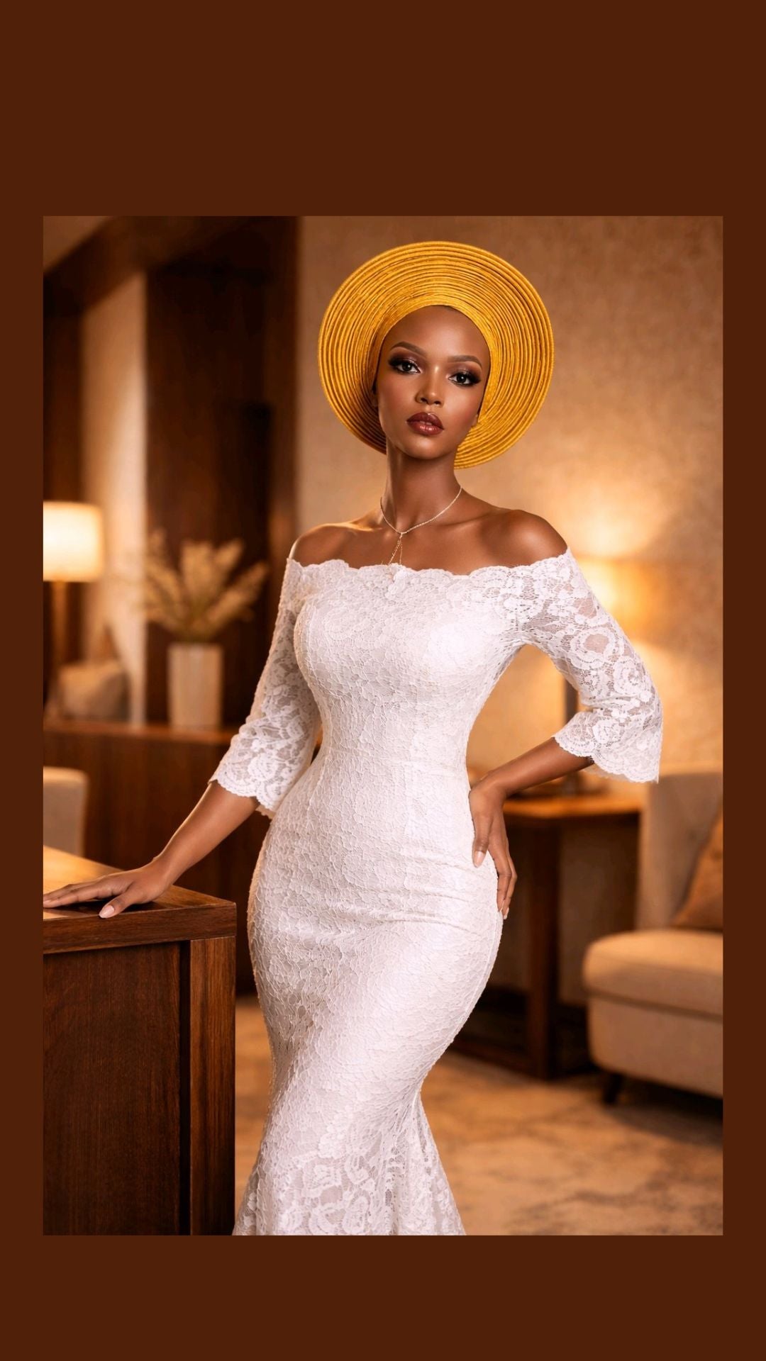 Golden Gold Gele Headtie: The Round Style