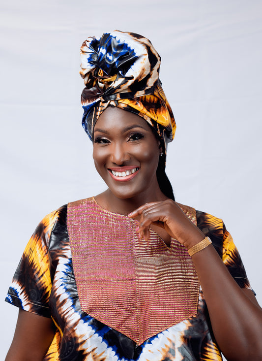 Classy African Tie & Dye Waveline detail print Dress